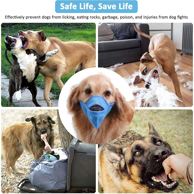 Crazy Felix Nylon Dog Muzzle for Small Medium Large Dogs Dachshund Beagle Poodle Labrador, Air Mesh Breathable and Drinkable Pet Mouth Guard for Anti-Biting Chewing Scavenging(XXS, Blue)-PawvioPets