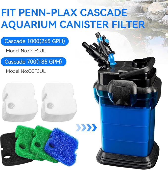 Canister Filter Pads Replacement for Penn Plax Cascade 1000 Canister Filter Aquarium Canister Filter Media Pads Compatible with Cascade 700/1000 CCF2UL/CCF3UL Canister Filter Fish Tank 16 Pack-PawvioPets