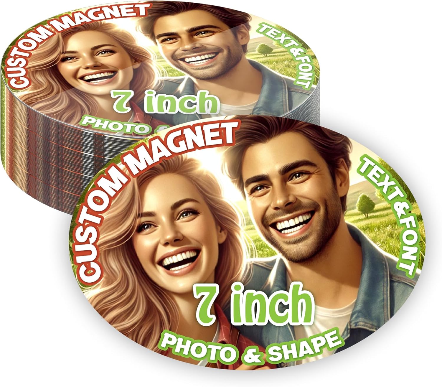 KETABAO – 7" Customized Oval Magnetic Photo Pictures Magnet for Refrigerators, Storage Cabinets and Cars – Personalized Gift Ideas