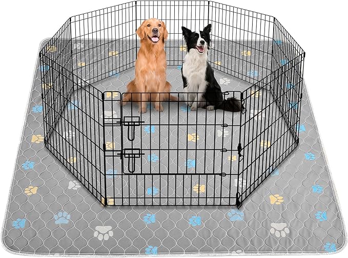 Aitmexcn Washable Puppy Dog Pee Pad, 100% Waterproof Whelping Training Mat for Puppy/Senior Dog, Fast Drying Reusable Puppy Pads for Indoor, Outdoor and Car Travel- 72'' x 72'' Llight Gray 1PC-PawvioPets