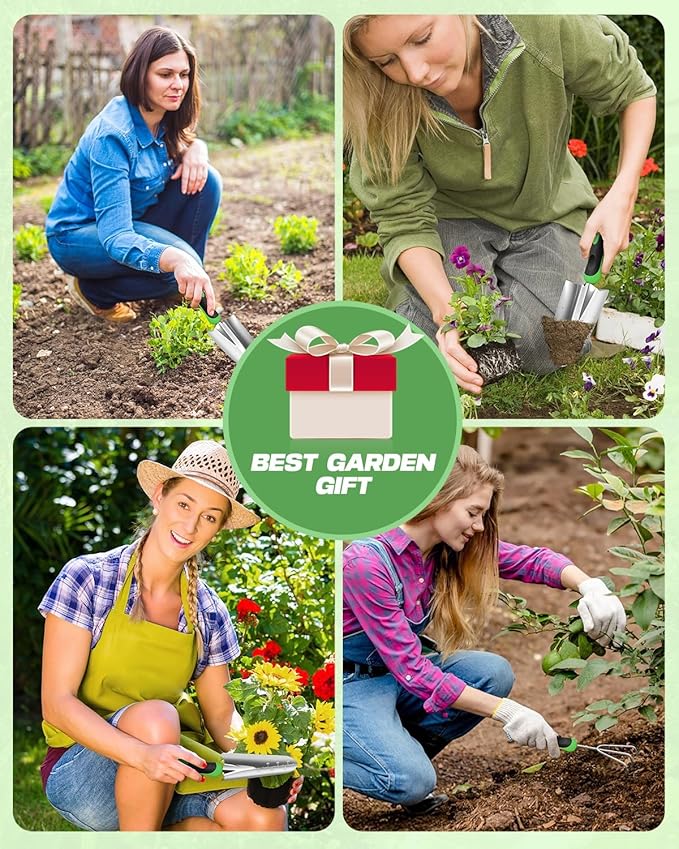 Garden Tools Set, 8 in 1 Heavy Duty Garden Tools Kit, Stainless Steel Ergonomic Gardening Hand Tool with Upgraded Bag, Gardening Supplies Gift for Women, Kid, Organizer-PawvioPets