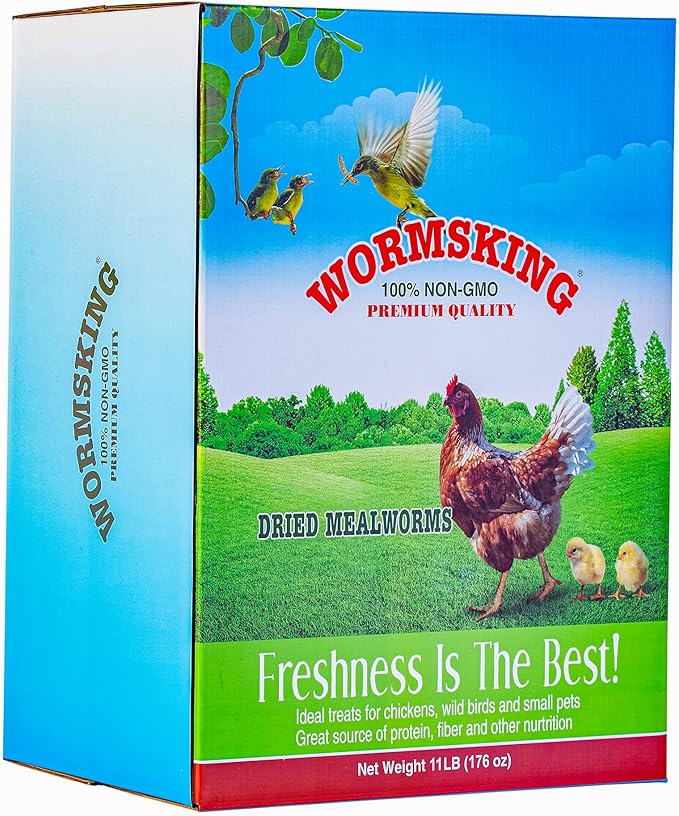 11 LBS Dried Mealworms, Non GMO, High Protein Treat for Chicken, Duck, Birds, Reptile, Hamster,Hedgehog-PawvioPets