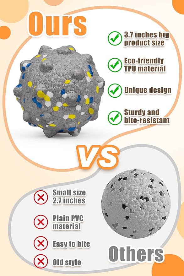 Dog Tennis Balls for Aggressive Chewers, Indestructible Durable Bouncy Interactive Toy for Dogs Fetch Game Lightweight Floating Outdoor Training(White+Grey Large)-PawvioPets