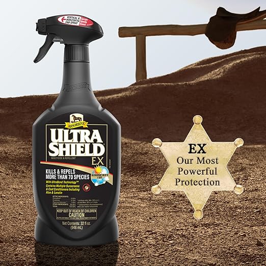 Absorbine UltraShield EX 32oz Sprayer Insecticide, Kills & Repels Flies, Mosquitoes, Ticks, Fleas, Lice, Use on Horses, Dogs, Premises-PawvioPets