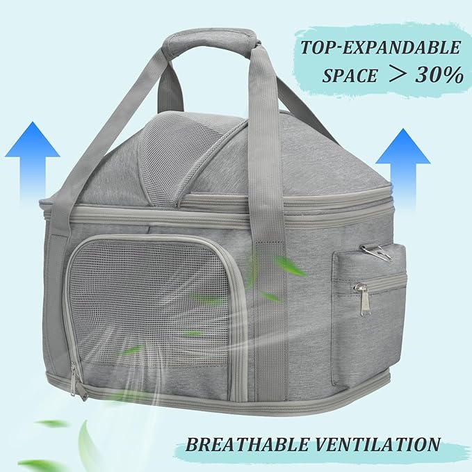 2-in-1 Stylish Dog Purse Carrier Soft-Sided Carriers Travel Tote Bag for Small Dogs Cats, Fashion Foldable Pet Bag for Puppies Small Animals with Pockets (Grey, 16.2" x 11.4" x 13")-PawvioPets