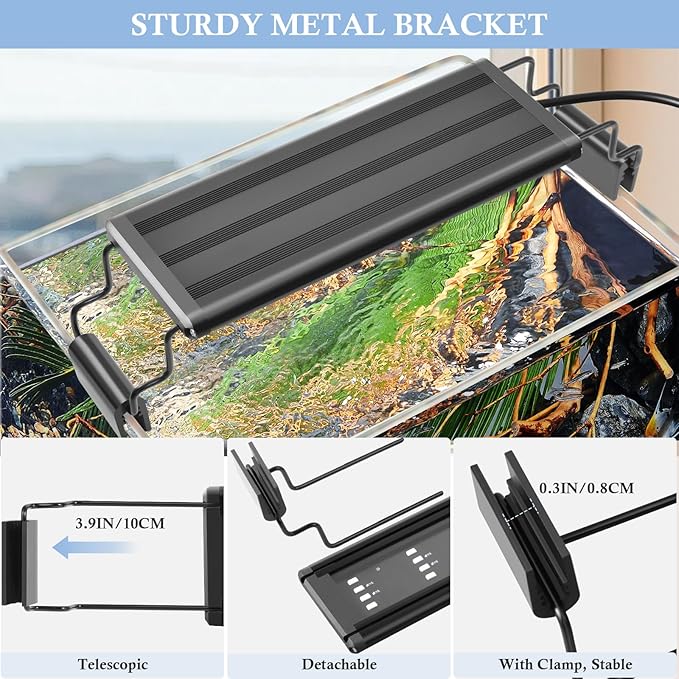 FEDOUR USB Mini Aquarium LED Light, Full Spectrum Aquarium Light with Extendable Brackets, Adjustable Aquarium Plant Light with External Controller, for Freshwater Tank (8-13in)-PawvioPets