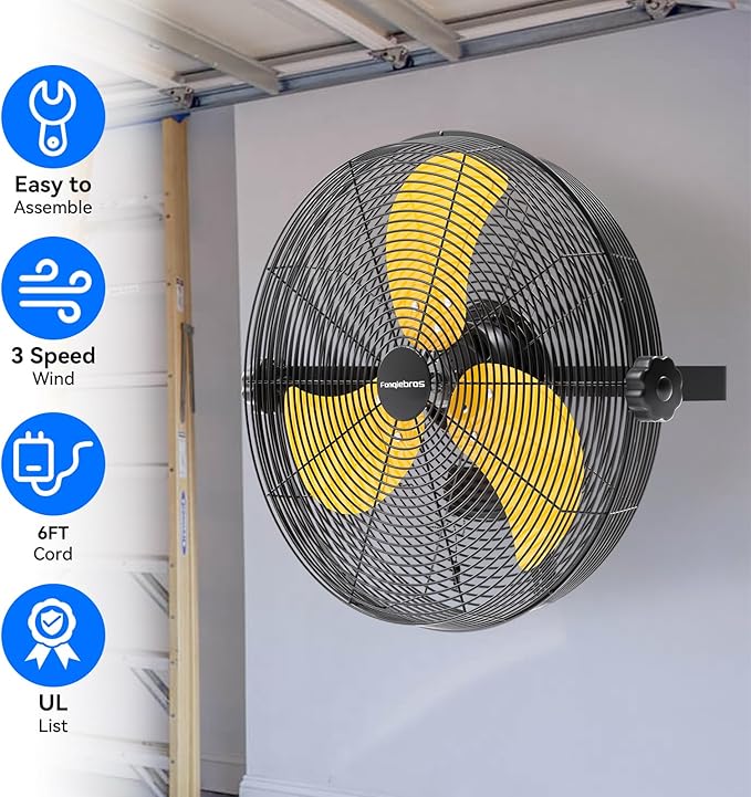 2PCS 4580 CFM 18 inch High Velocity Wall Mounted Fan, 3-Speed Metal Fan with Sealed Motor, 360 Degree Tliting Heavy Duty Wall Fan for Patio, Barn, Garage, and Gazebo - UL listed-PawvioPets