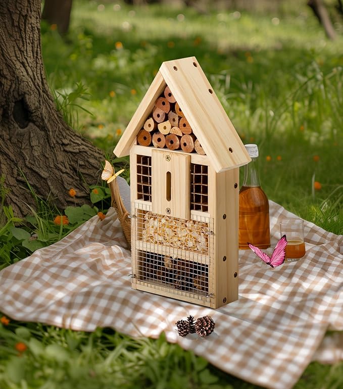 2 PK Large Cedar Wood Insect House Kit for DIY Project Backyard Insect House, Bee House, Nesting Habitat Shelters, Garden Shelter for Bees, Butterflies, Bugs-PawvioPets