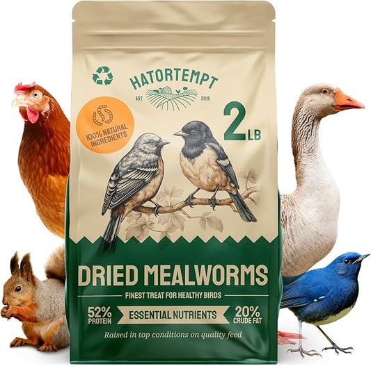 Dried Mealworms - 2 Lb Bag - High Protein Chicken Feed, Mealworms for Birds & Chickens - Meal Worms for Wild Birds & Turtles-PawvioPets
