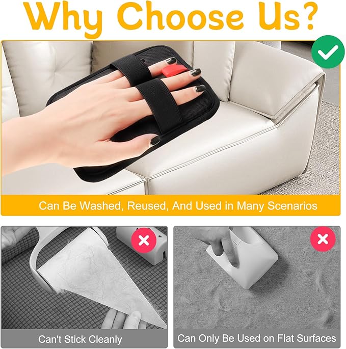 2 Pcs Static Pet Hair Removal Gloves, Reusable Electrostatic Pet Cat Dog Hair Remover Grooming Gloves Brush Tool for Couch, Furniture, Carpet, Car Seat-PawvioPets