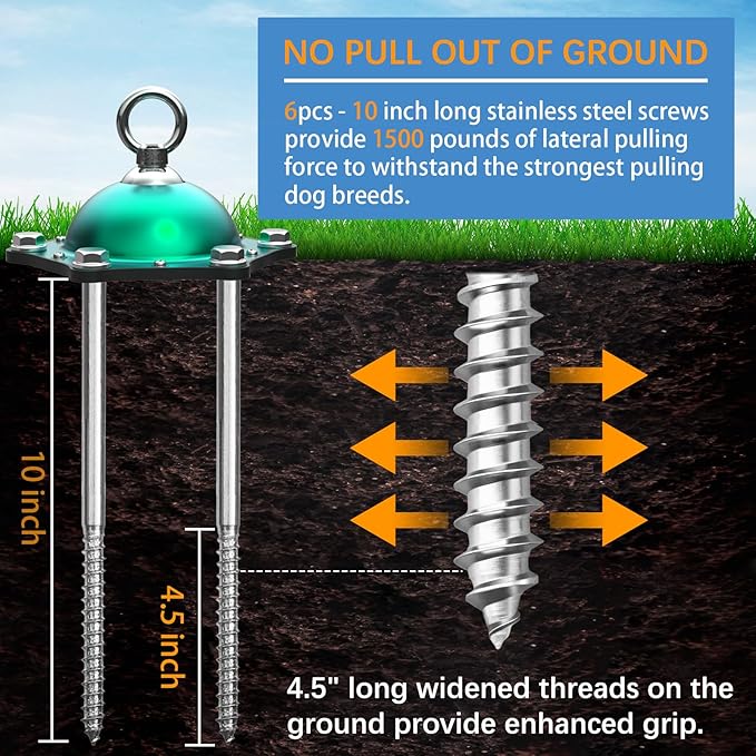 Dog Tie Out Cable and Stake,360°Swivel Dog Run Anchors-with 30FT Heavy Duty tie Out Cable- No Tangle,Dog Runner for Yard- Up to 150 lbs,for Outdoor Camping Gift-PawvioPets