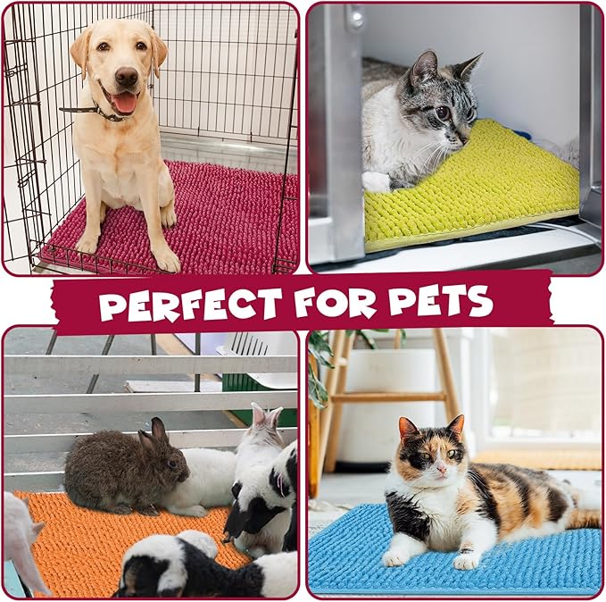 Barydat 8 Pcs Guinea Pig Cage Liner for Guinea Pig Cage Bedding Reusable Rabbit Mat Pad Washable Training Pad Animal Sleeping Bedding Mat(16x12'',Champagne, Lake Blue, Dark Purple, Grass Green)-PawvioPets