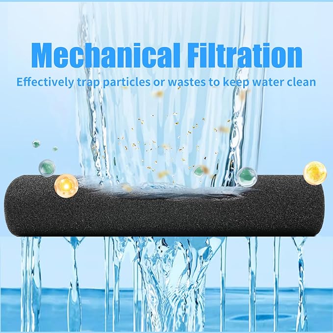 AQUANEAT 2 Pack Aquarium Bio Sponge Filter Media Pad Cut-to-Size Open Cell Foam Sheet for Fish Tank Sump (9" x 9" x 0.5") Black-PawvioPets