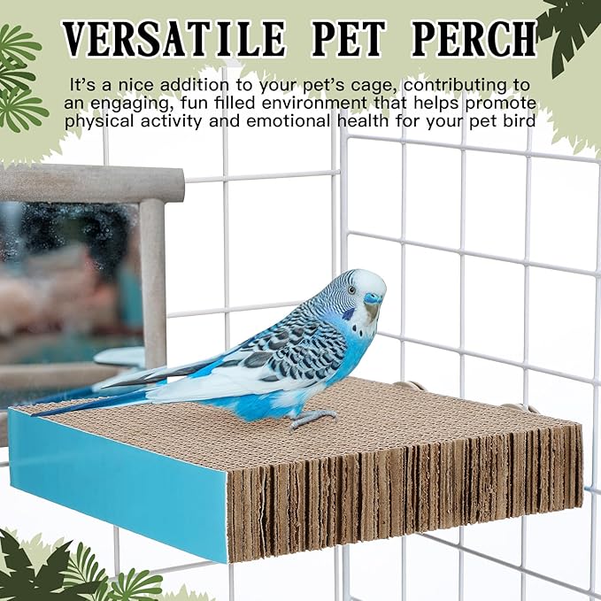 2 Pieces Bird Chew Toy Parrot Cage Perch Cardboard Platform Bird Paw Grinding Stand Parrot Cage Playground for Macaws, Small Parakeets, Conures, Budgies, Finches Conure Cockatiel (Large)-PawvioPets