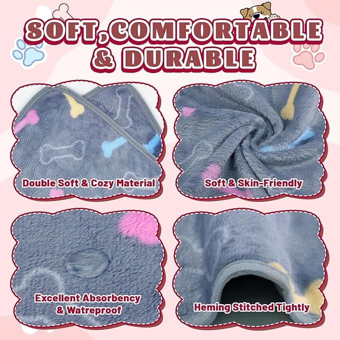 6 Pcs Washable Guinea Pig Blankets Absorbent Small Animal Fleece Bedding Waterproof Cage Liners Reusable Pet Pee Pad Sleep Mat Cover for Rabbit Rat Hamster Ferret Chinchilla Hedgehog (20"x30")-PawvioPets