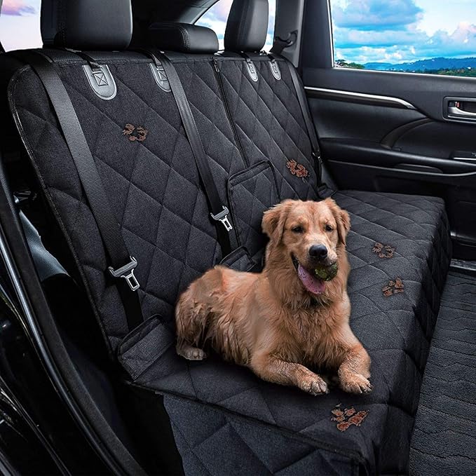 Bench Dog Car Seat Cover for Back Seat Waterproof Seat Covers Durable Scratch Proof Nonslip, Protector for Pet Fur & Mud Washable Backseat Cover for Cars Armrest Compatible-PawvioPets