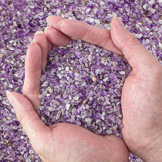 Amethyst Crushed Stone Natural Tumbled Healing Crystal Chips Bulk, 0.88 Lb Crushed Crystal Quartz Irregular Shaped for Decorative Fish Tank Vase Fillers Aquarium Gravel Rocks-PawvioPets