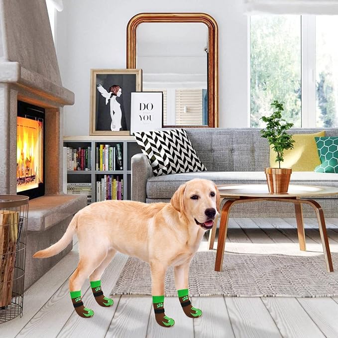 BEAUTYZOO Anti-Slip Dog Socks,Dog Shoes for Hot/Cold Pavement,Paw Protectors with Grips 3 Pairs for Puppy Small Medium Large Senior Old Dogs,Dog Socks to Prevent Licking and Hardwood Floor Protection-PawvioPets