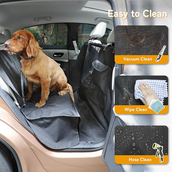 Full-Coverage Dog Seat Cover for Back Seat, 600D Ripstop Dog Hammock for Car,100% Waterproof CarSeat Protector, Suv Cargo Liner for Dogs, Armrest&Child Car Seat Accessible,Install Once,Stay Put-PawvioPets
