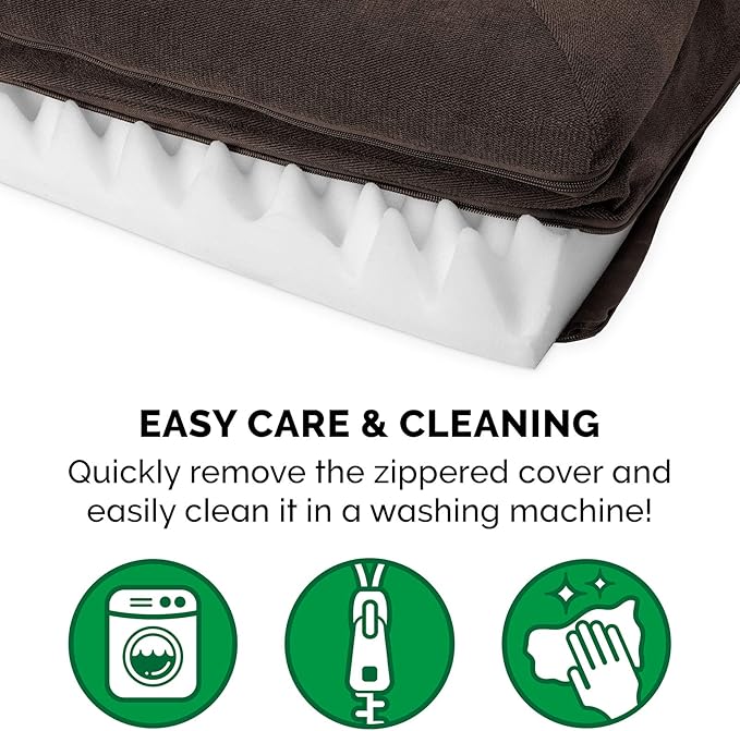 Furhaven Orthopedic Dog Bed for Large Dogs w/ Removable Bolsters & Washable Cover, For Dogs Up to 95 lbs - Sherpa & Chenille Sofa - Coffee, Jumbo/XL-PawvioPets