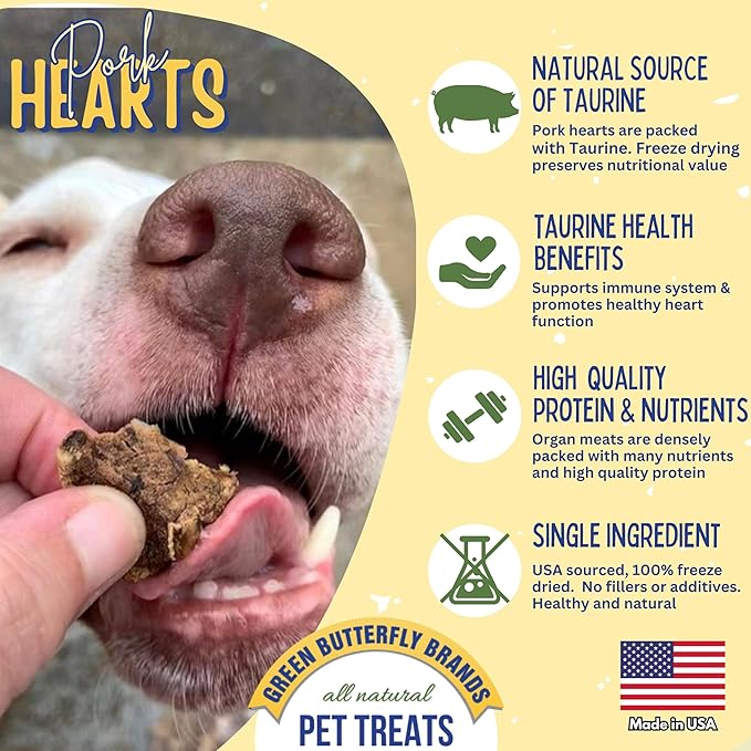 Freeze Dried Pork Heart Dog Treats Made in USA. All Natural Freeze-Dried Raw Snacks for Dogs and Cats. Single Ingredient. High Protein, Heart Health, Irresistible Training Treat-PawvioPets