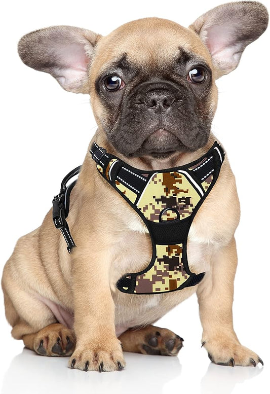 BARKBAY No Pull Dog Harness Large Step in Reflective Dog Harness with Front Clip and Easy Control Handle for Walking Training Running(Desert camo,S)-PawvioPets