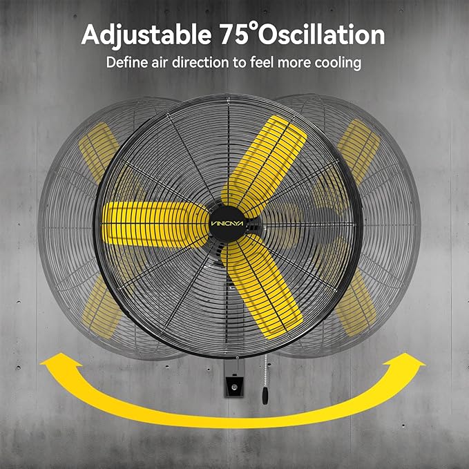 24 Inch Industrial Wall Fan Oscillating with 2 Pack, 7800 CFM Commercial Metal Wall Mount Fans with Poweful Motor, 3 Speed, Heavy Duty Indoor for Warehouse, Workshops, and Garage, UL Listed-PawvioPets