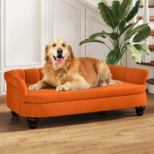 Dog Couch Sofa Bed, Comfortable Pet Sofa for Large and Medium Dogs, Soft Velvet Cushion, Durable Dog Furniture for Living Room-PawvioPets