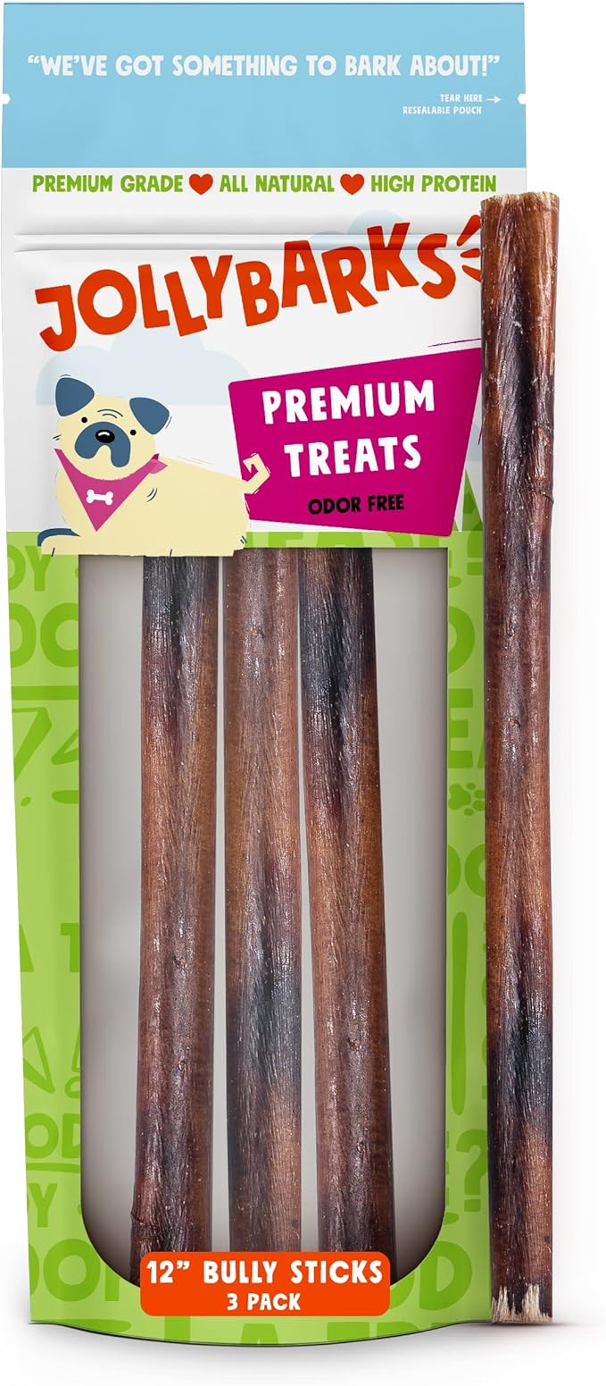 Bully Sticks for Small Dogs | All Natural, Single Ingredient Bully Sticks for Puppies to Medium Dogs (12" Stnd Bully Sticks - 3pk)-PawvioPets