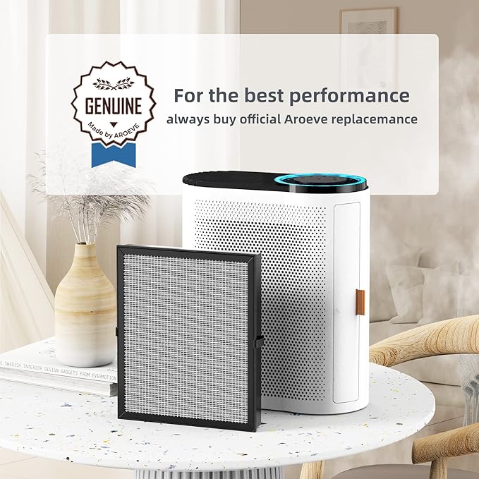 AROEVE MK04 Air Purifier Replacement Filter, Smoke Remove Material 4 -in-1 Filter with Activated Carbon Mix, Against Ash for Smoke, Odors, and VOCs, 2 Pack- Grey-PawvioPets