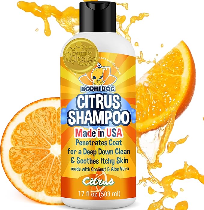 Bodhi Dog Refreshing Orange Citrus Shampoo - Deep Cleaning Coconut & Aloe Formula - Natural Soothing, Moisturizing Pet Wash for Dogs, Cats, Puppies - Tear-Free (17 Fl Oz)-PawvioPets