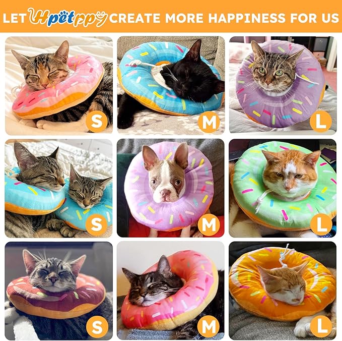 Cat Cone Collar Soft, Cat Recovery Collar for Wound Healing Cute Donut Adjustable Kittens Cones to Stop Licking Comfortable Lightweight Neck Elizabethan Collars for Cats Kittens After Surgery-PawvioPets