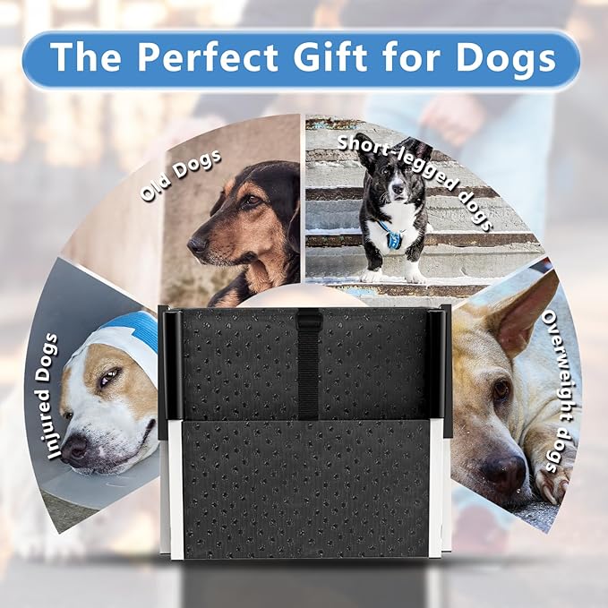 Dog Stairs for Large Dogs - 5 Step Foldable Dog Ramp for Car Non-Slip Surface Support up to 230lbs - Suitable for SUV,Truck, Sofas, Bed-PawvioPets