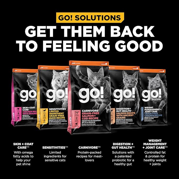 Go! Solutions Carnivore, Grain-Free, Protein Rich Dry Cat Food, Salmon and Cod Recipe, 16 lb Bag-PawvioPets