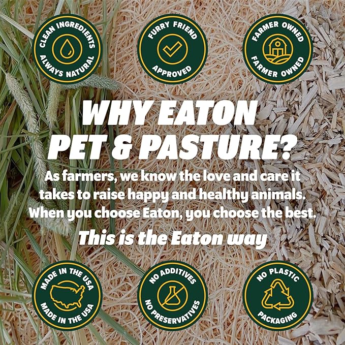 Eaton Pet and Pasture, Naturally Grown Hemp Pet Bedding for Chickens, Nesting Boxes, Rabbits, Hamsters, Small Pets, Highly Absorbent, Hypoallergenic, Eco-Friendly, Farmer Owned 28L-PawvioPets