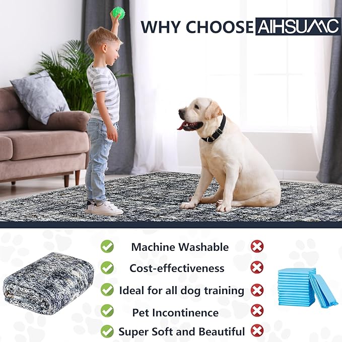 Extra Large Washable Pee Pads for Dogs (72"x72"), Upgrade Reusable Puppy Pads with Non-Slip Rug Pad, Super Thickening Absorbent Leakproof Dog Traning Pads Whelping Pad for Dogs, Doggie-PawvioPets