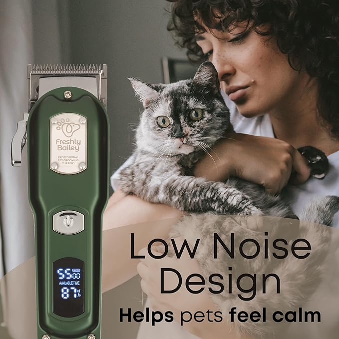 Cat Clippers for Matted Hair - Matted Cat Fur Remover - Low Noise Grooming Trimmer & Shaver | Pet Clippers for Long Hair Cats | Professional Pet Shaver with Detachable Guards-PawvioPets