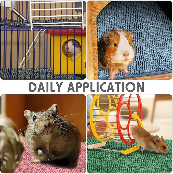 Amylove 4 Pcs Guinea Pig Cage Liner Guinea Pig Bedding Washable Fleece Pee Pads Reusable Small Animals Training Mat Small Animal Sleeping Bed for Bunny Hamster(Mixed Colors,16 x 24 Inch)-PawvioPets