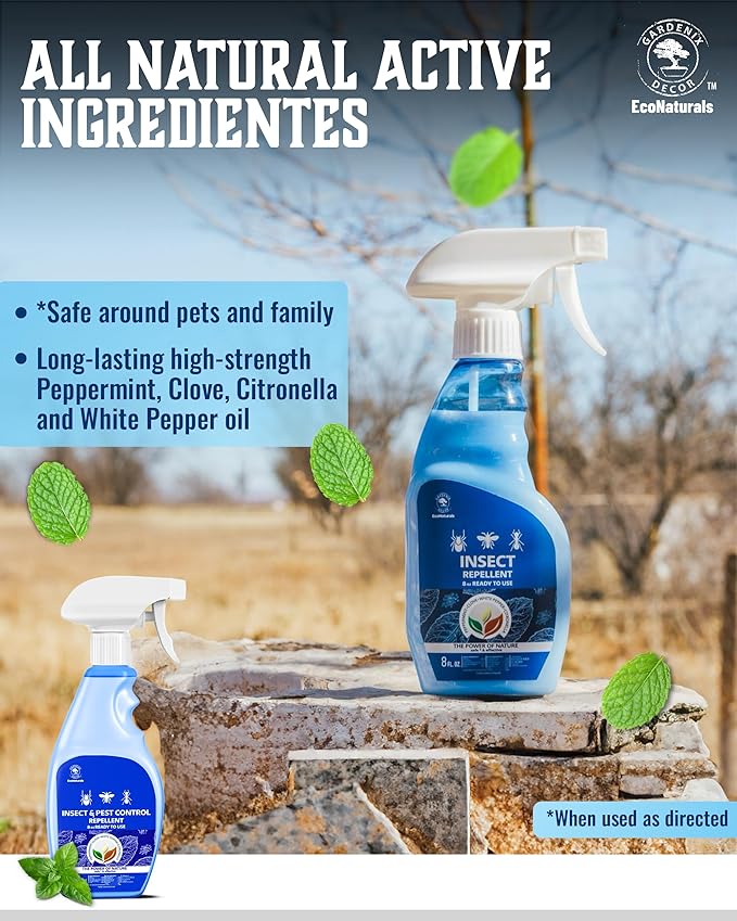 All Natural Bug Spray for Home - Non-Toxic Peppermint Oil Insect and Pest Control Kit - 8 oz Ready-to-Use Bug Spray - Indoor and Outdoor Protection- Ant Spray - Spider Repellent Indoor-PawvioPets