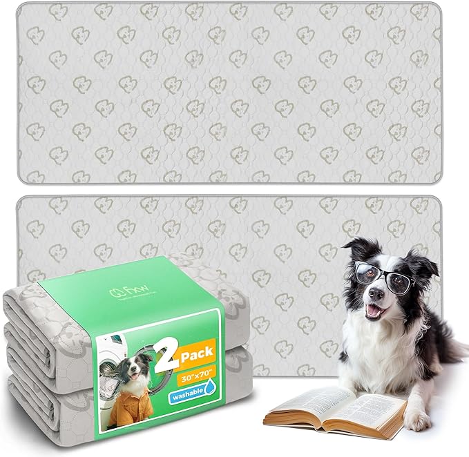 FXW Washable Pee Pads for Dogs, Puppy Pads with Super Absorbent, Specifically Designed for Potty Training, 70" × 30" Rectangle, Khaki, 2 Packs-PawvioPets