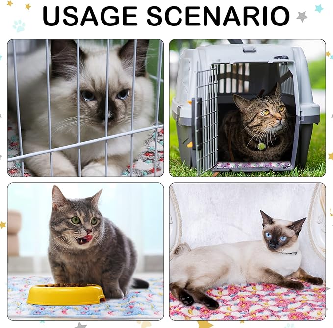 4 Pcs Waterproof Guinea Pig Blankets Washable Small Animal Fleece Bedding Absorbent Guinea Pig Cage Liners Reusable Pet Pee Pad Sleep Mat Pad Cover for Hamster Ferret (Moon Star Pattern,12 x 12 Inch)-PawvioPets