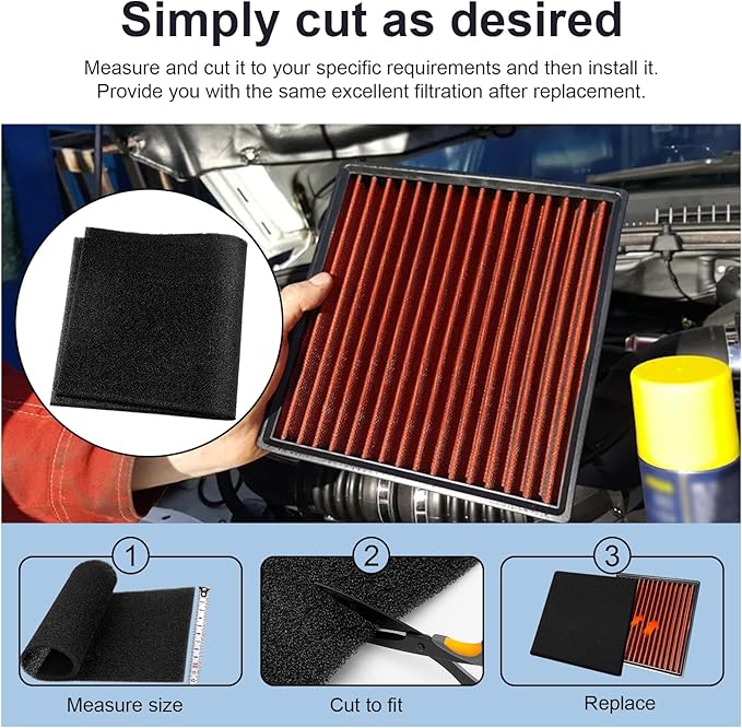 Air Filter Foam Sheet Material, 24" x 12" x 3/8" 30 PPI Filter Foam Sheet, Reusable Air Filter for Cutting and Fitting Purifier, Aquarium, Fish Tank, Air Conditioner-PawvioPets