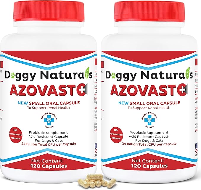 Azovast Plus Kidney Health Supplement for Dogs & Cats, 240ct - NO Refrigeration Required - Help Support Kidney Function & Manage Renal Toxins - Renal Care Supplement Capsule(U.S.A) (240 Caps)-PawvioPets