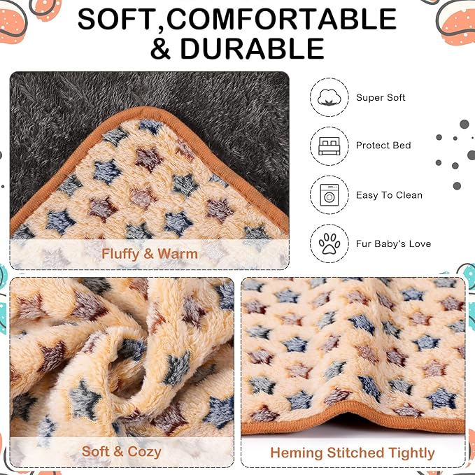 4 Pcs Waterproof Guinea Pig Blankets Washable Small Animal Fleece Bedding Absorbent Guinea Pig Cage Liners Reusable Pet Pee Pad Sleep Mat Pad Cover for Hamster Ferret (Star Pattern)-PawvioPets
