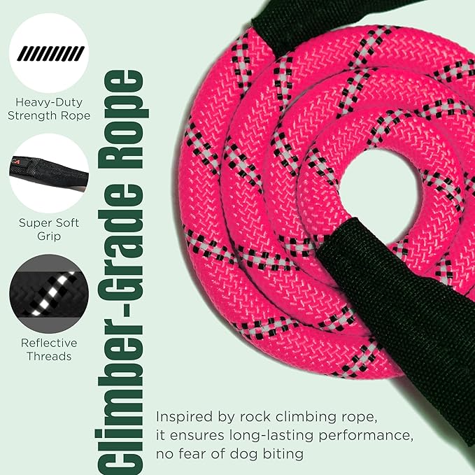 Dog Seat Belt for Car | Universal Dog Car Seatbelt | Durable Reflective Rope with Clip Hook Latch, Buckle and Carabiner- Safe and Secure Pet Safety Restraint (Pink)-PawvioPets