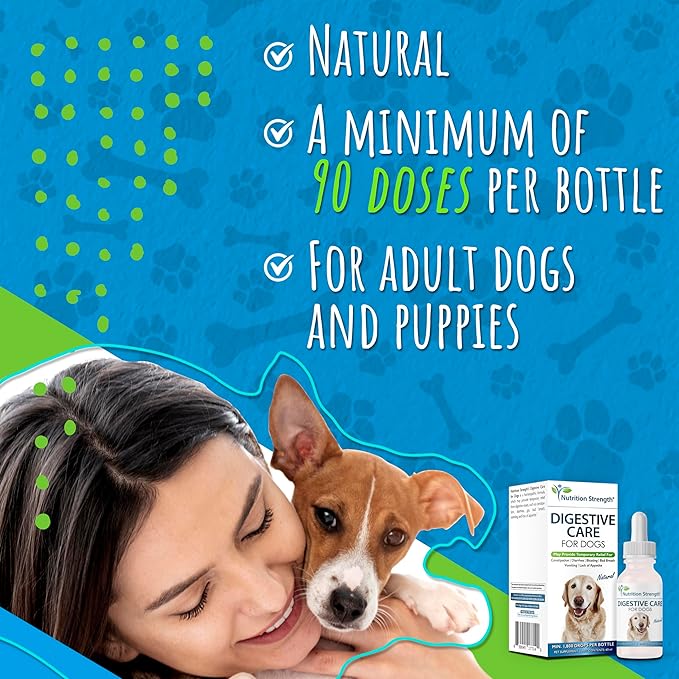 Digestive Care for Dogs, Natural Constipation Relief for Dogs and Puppies & Support for Diarrhea, Bloating, Bad Breath, Vomiting, Lack of Appetite, 60 Milliliters-PawvioPets
