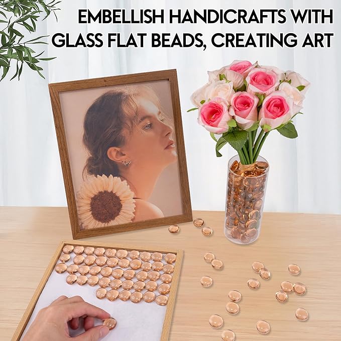 Glass Marbles, 0.97 LB Transparent and Smooth Flat Glass Beads for Vases, Mosaic Gem Pebbles for Aquarium Decor, Floral Arrangements, Mancala Stones, Vase Filler and Crafts, Pink-PawvioPets