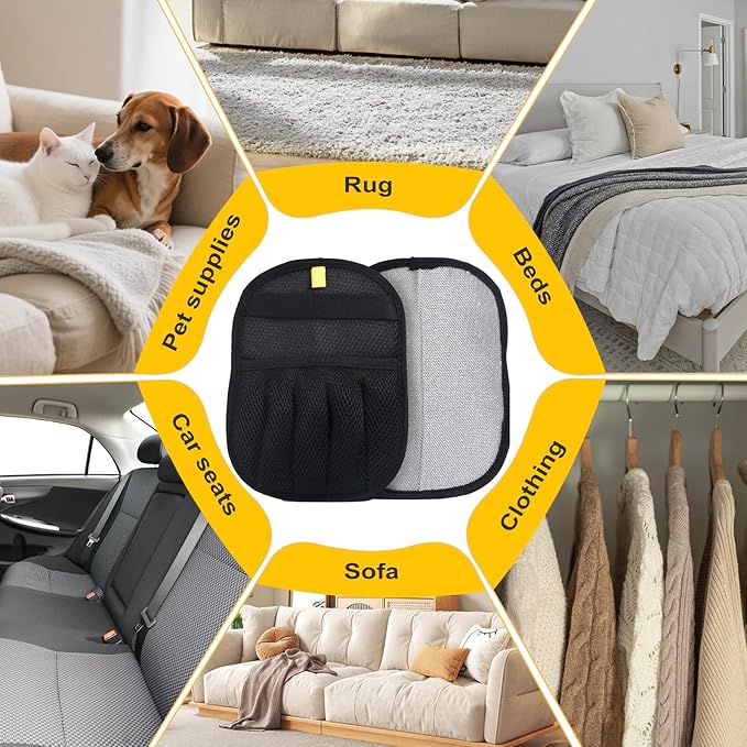 2-Pack Pet Hair Remover Gloves - Reusable Grooming Gloves for Dogs & Cats, Static Electricity Fur Removal Mitts for Furniture, Car, Clothing - Quick Dry Cleaning-PawvioPets