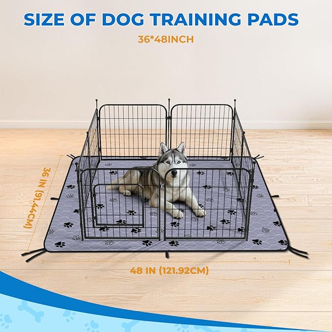 Fostanfly Washable Pee Pads for Dogs, 2 Pack 36"x48" Superior Reusable Puppy Pads, Waterproof Mat Protects Against Urine Leakage, Non-Slip Grip Prevents Slipping and Bunching for Dog, Puppy-PawvioPets