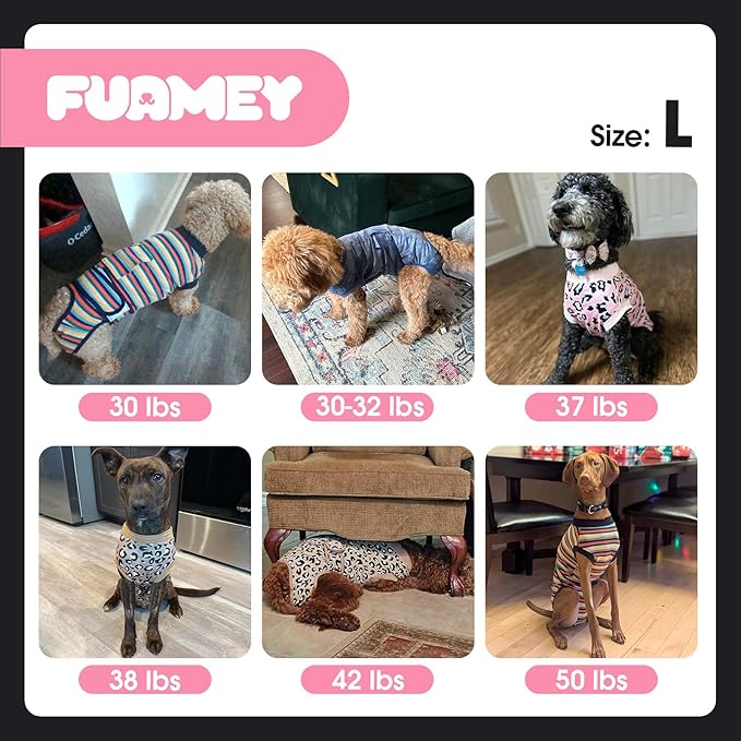 FUAMEY Recovery Suit for Dogs After Surgery,Soft Breathable Dog Bodysuit E-Collar & Cone Alternative Surgical Suit,Male Female Dog Neuter Spay Suits Anti Licking Wounds Onesie Mint Green Stripes L-PawvioPets